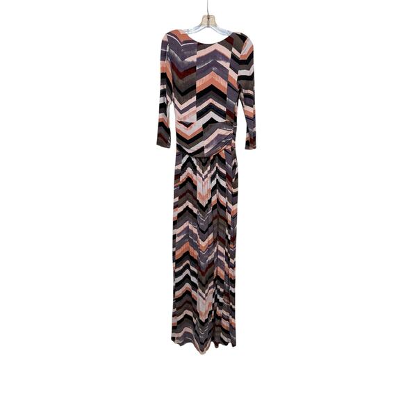 Maeve Novela Chevron Maxi Dress Artsy Boho Casual Coastal Cowgirl Stretch Knit M - Picture 6 of 8